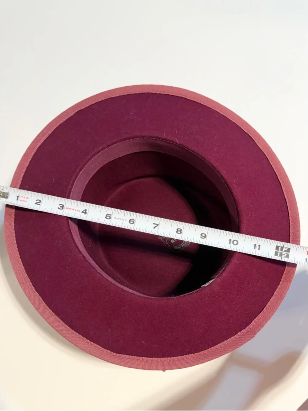 VINTAGE raspberry wool bowler hat grosgrain ribbon bow MCM 50s 60s church ladys - Picture 11 of 11